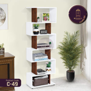 6-Tier Bookcase Room Divider, S-Shaped/Bookshelf- Olokanonda